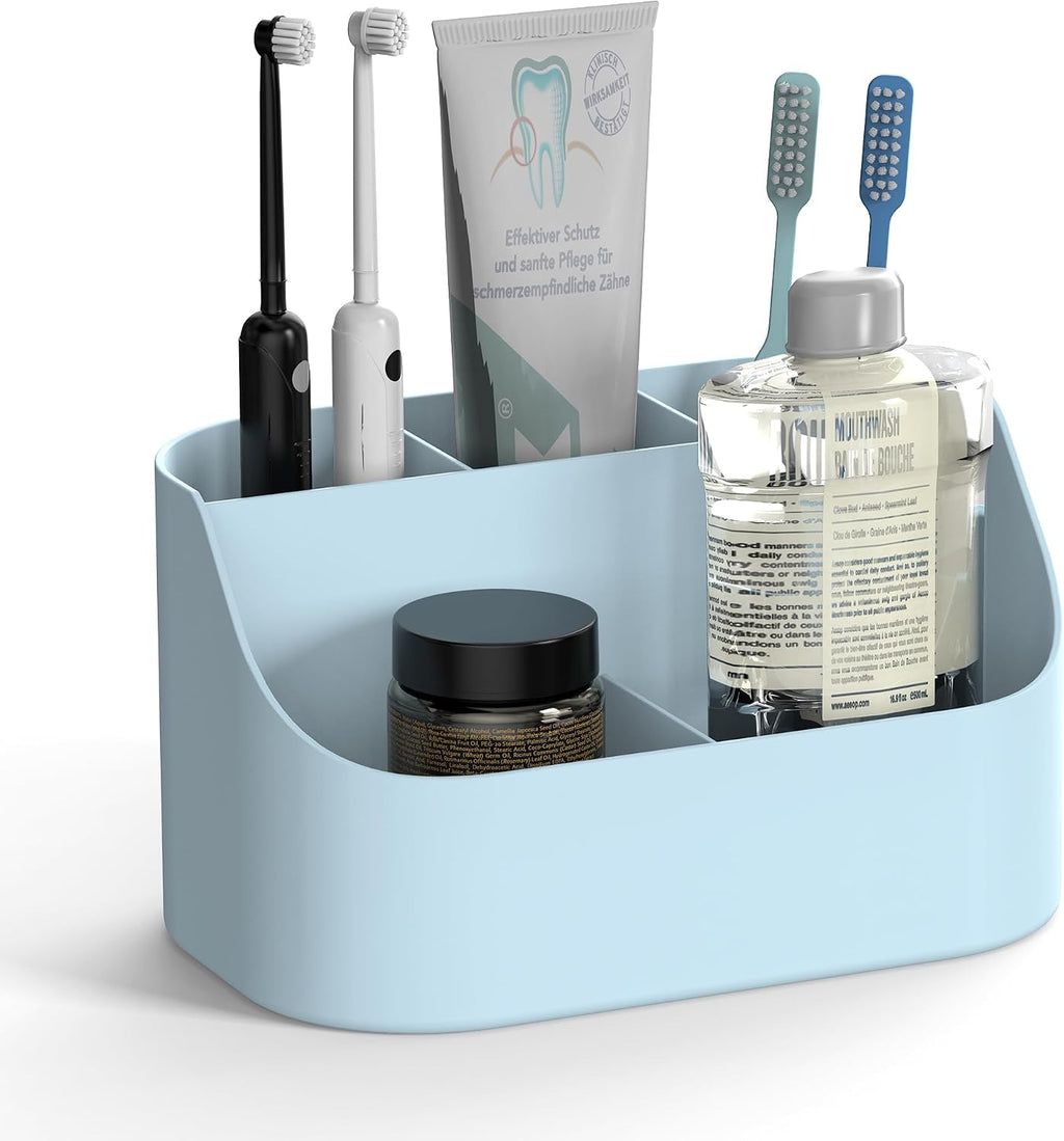 5 Slots Countertop Plastic Toothpaste and Toothbrush Holder for Bathroom