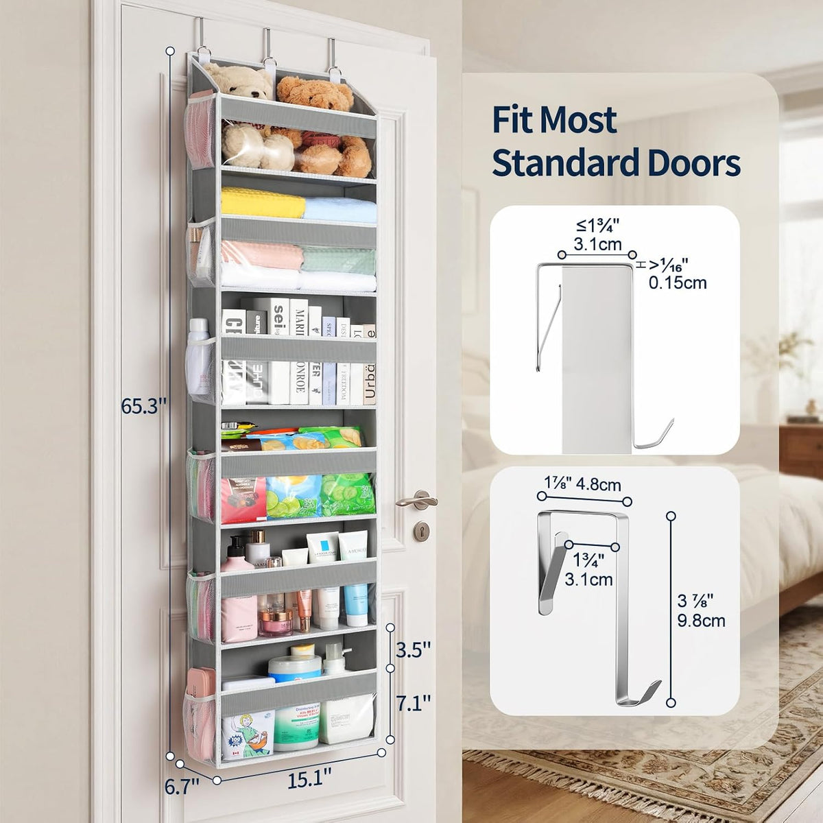 Yecaye Over the Door Organizer 6 Tiers, Heavy Duty Hanging Storage
