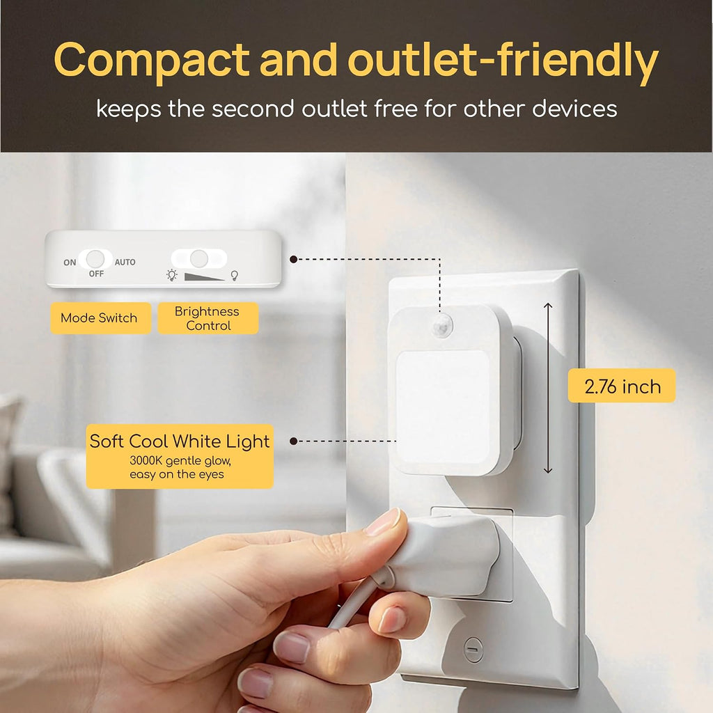 Plug-in LED Night Light with Automatic Motion Sensor, Cool White, 4-Pack