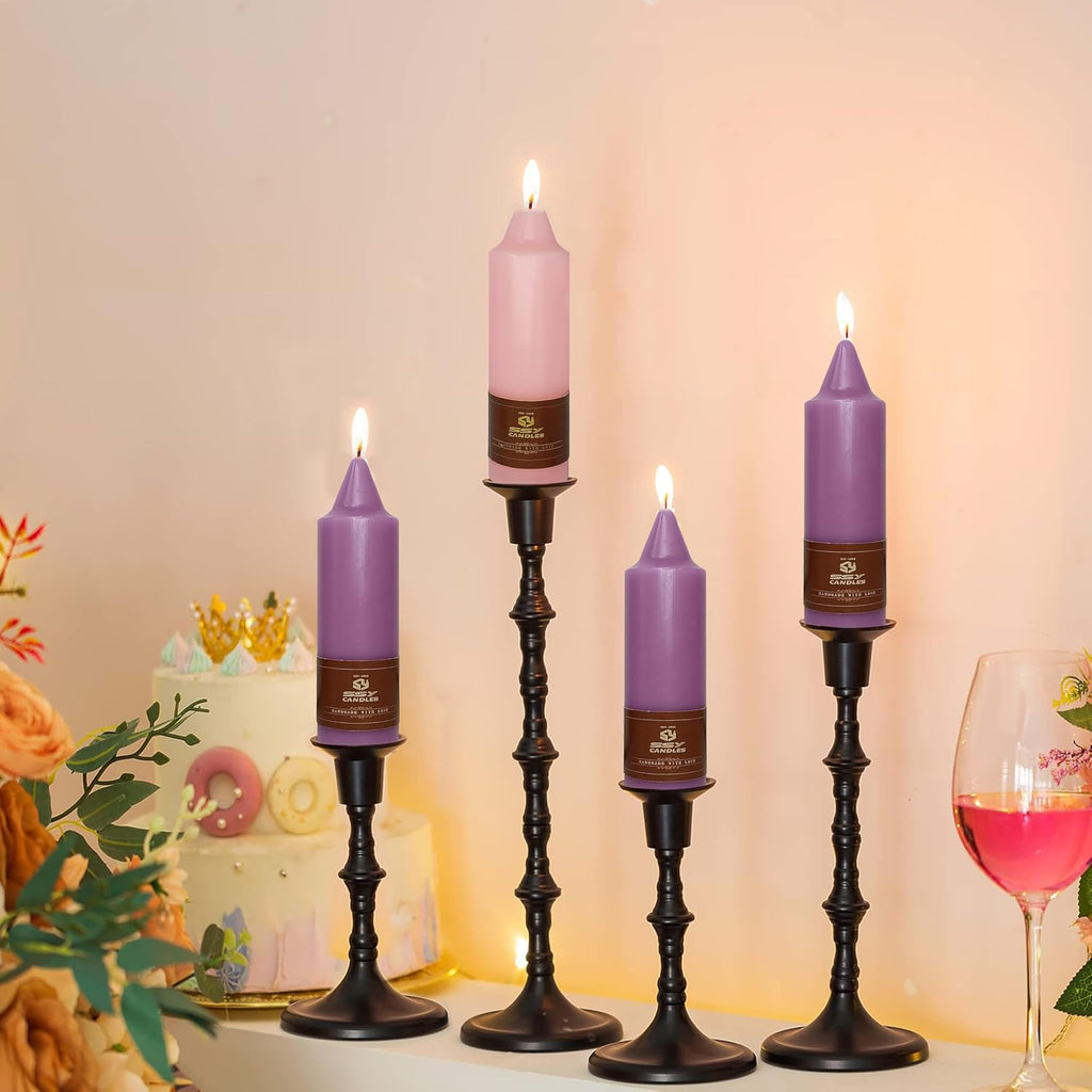 Christmas Advent Short Taper Candle Candle Sticks, 5 Inch Mini Pillar Candles, 4PCS Handmade Unscenteds Candlesticks for Holidays Church Christmas Celebration Party Decor