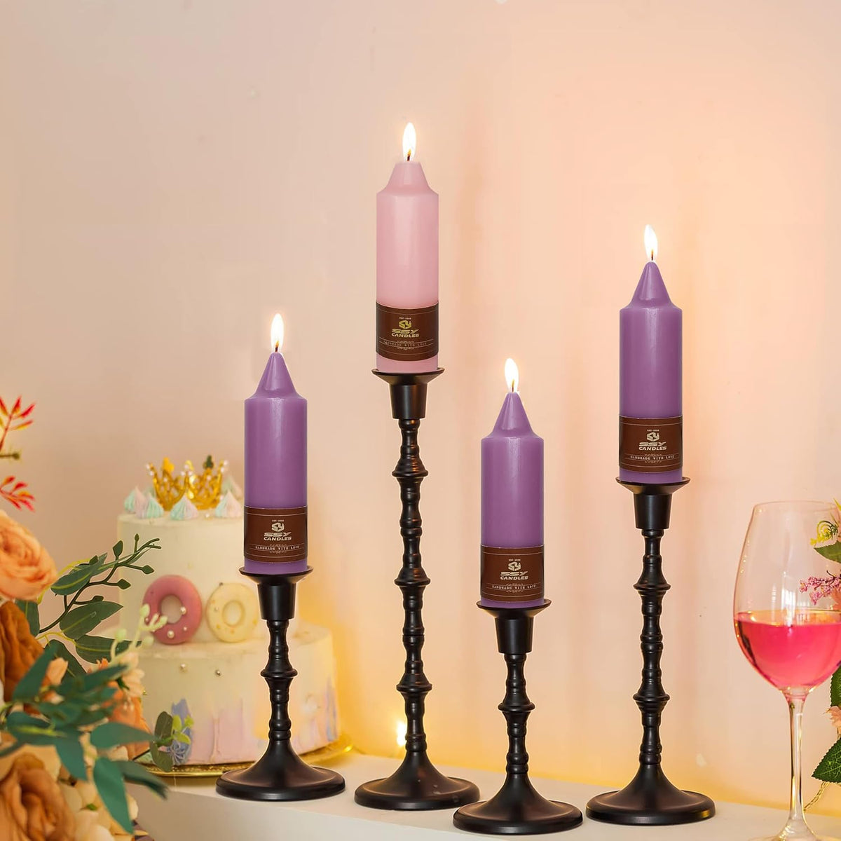 Christmas Advent Short Taper Candle Candle Sticks, 5 Inch Mini Pillar Candles, 4PCS Handmade Unscenteds Candlesticks for Holidays Church Christmas Celebration Party Decor
