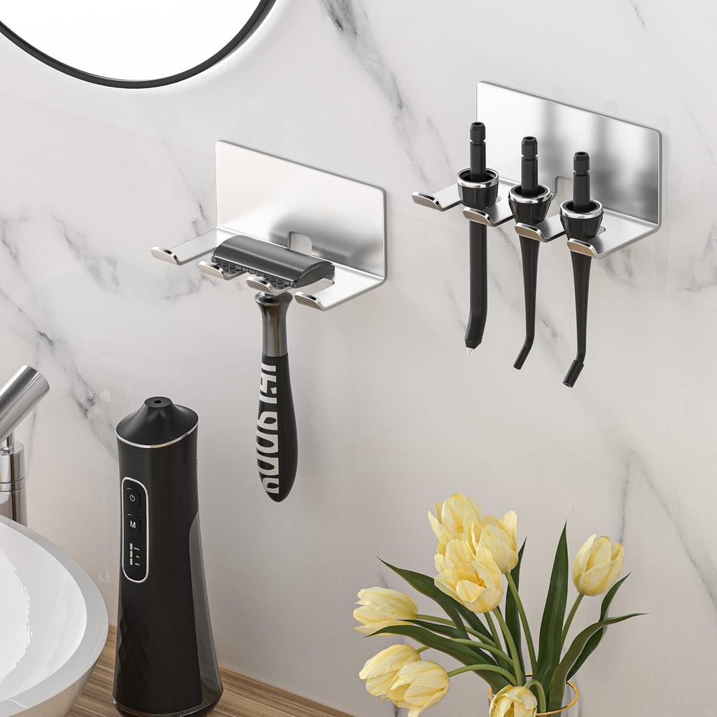 Electric Toothbrush Head Holder, Toothbrush Holders Wall Mounted, Electric Toothbrushs Holder, Bathroom Shower Tooth Brushing Holder, Tooth Brush Head Holder Organiser (Silver, Small)