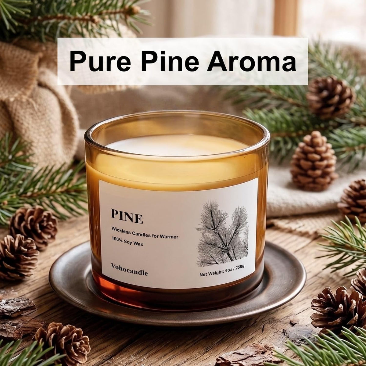 VOHO Pine Wickless Candles for Candle Warmer Lamp, 9oz Soy Candles Scented