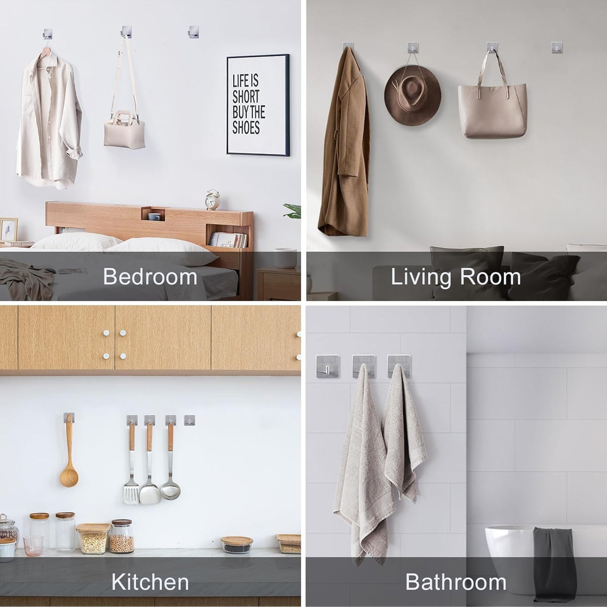 Mondoshop Waterproof Hooks for Bathroom Restroom Adhesive Hanging