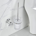 WOLIBEER Crystal Toilet Brush Holder, Chrome Toilet Cup Set with Polished Silver Brush Handle Wall Mounted for Bathroom - Decorative Design,Space Saving.