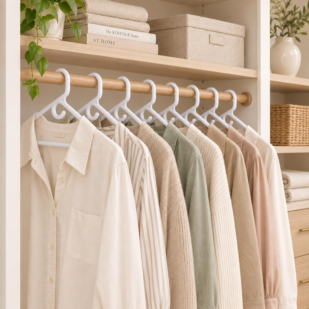 Heavy Duty Clothes Hangers, 36 Pack - Space Saving, Ultra Strong White Plastic - Hang Your Belt, Pants, Coat, Shirt, Shorts, Jeans, Sweater and More - Bulk Closet Storage for Adults Clothing
