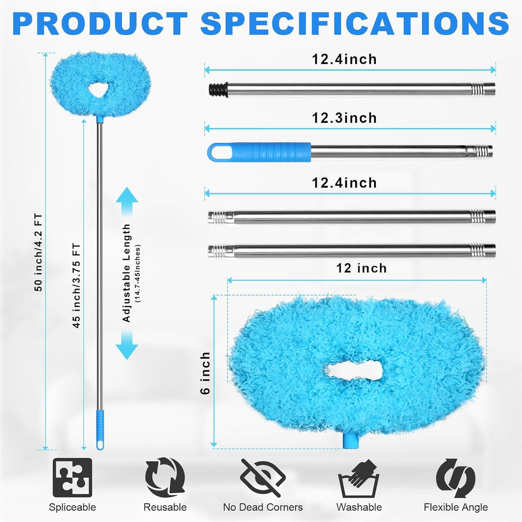2PCS Ceiling Fan Cleaner Duster, Adjustable Microfiber Duster, Blue