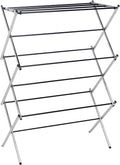 Amazon Basics Foldable Portable Metal Clothes Drying Rack for Indoor Air Drying, Energy Saving, 14.5 x 29.5 x 41.8 inches, Chrome Silver