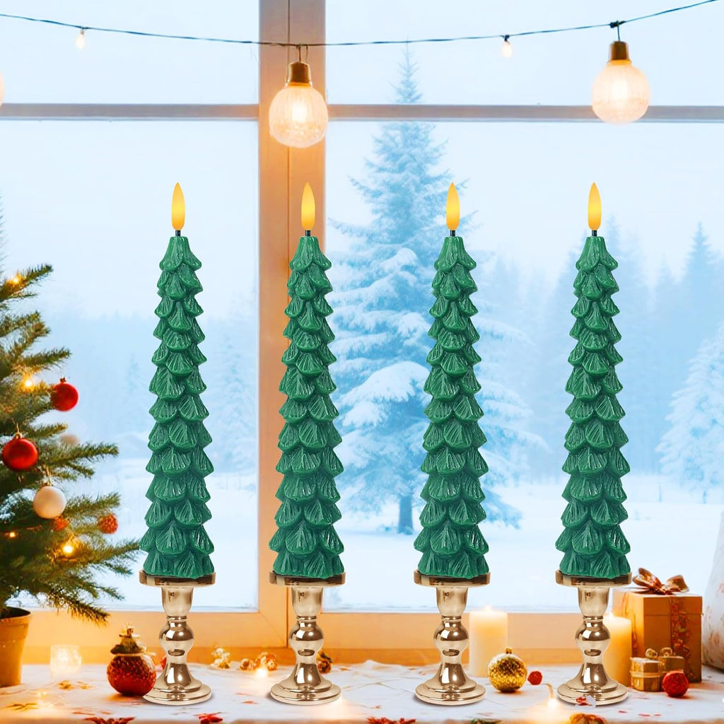 XingsLight LED Flameless Taper Candles with Remote & Timer – 4 Pack Battery Operated Christmas Window Candles, Warm White Flickering Light, Safe Realistic Flame for Holiday Table & Home Décor