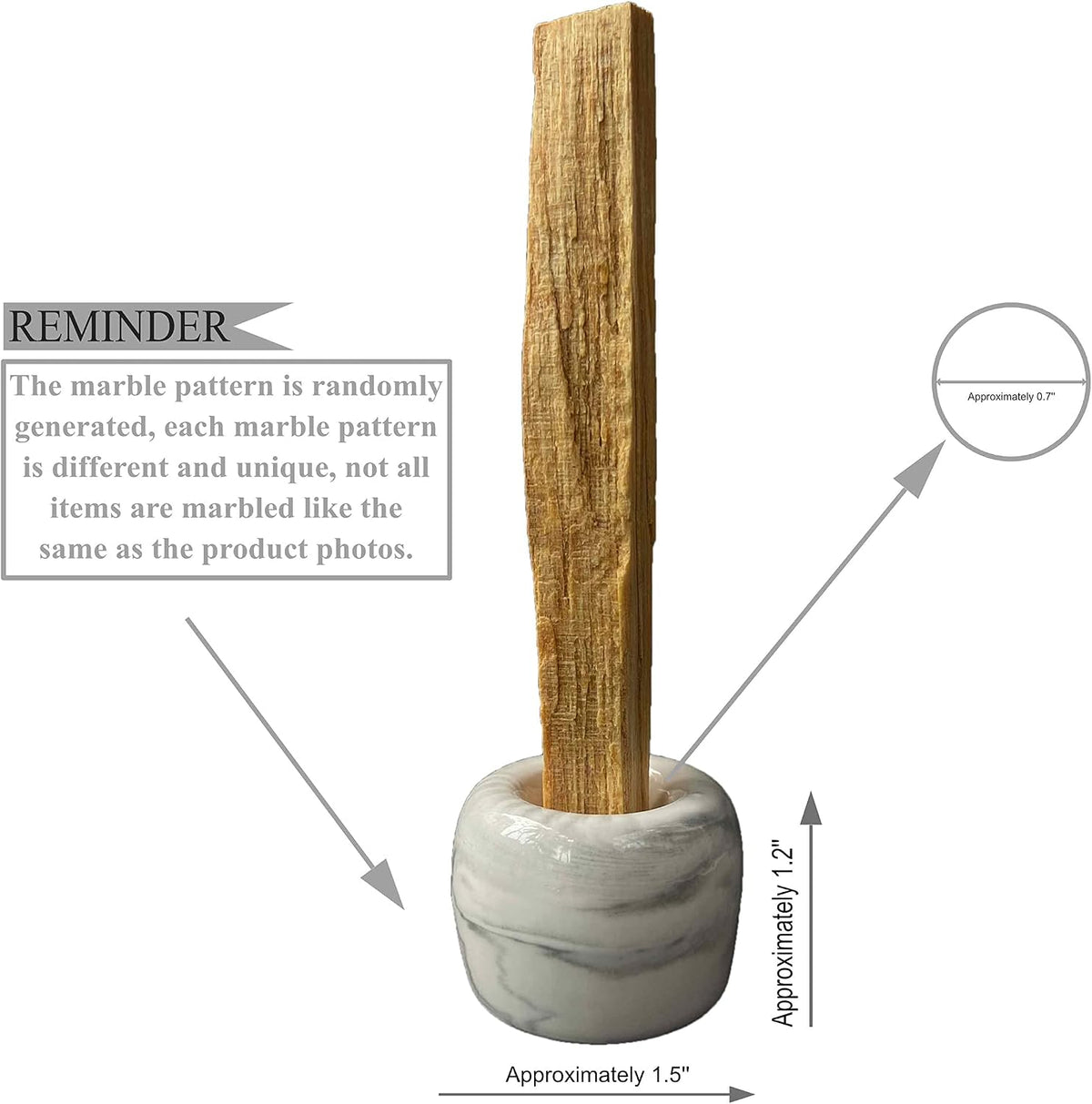 TOBOHU Gray Marble Ceramic Palo Santo Stick Holder, Palo Santo Burner Bowl