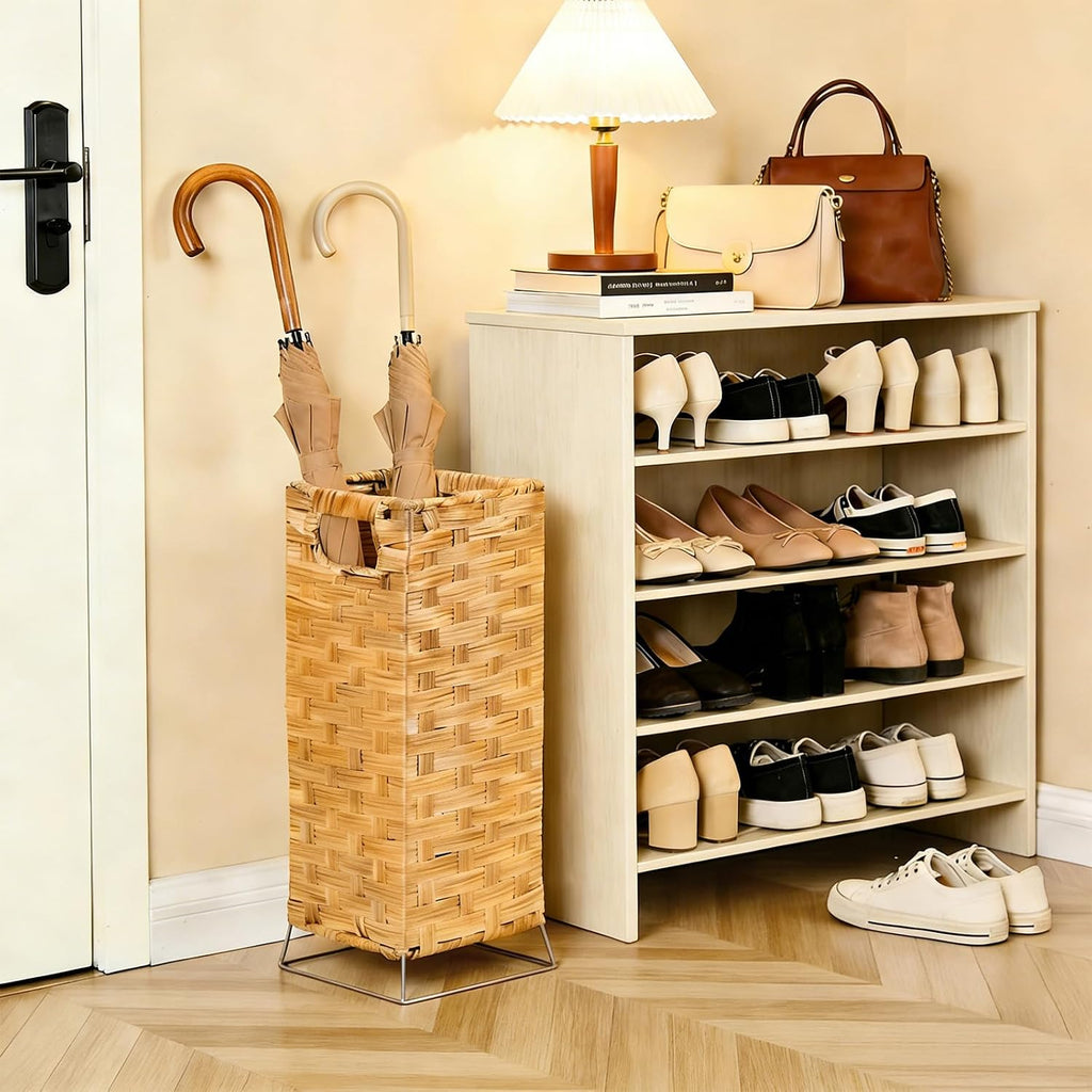 Rattan Umbrella Holder Basket Stand for Entryway