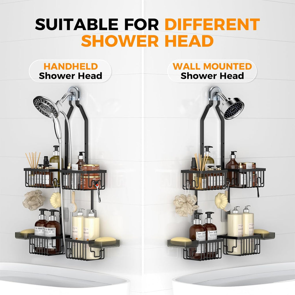 Adjustable Aluminum Shower Caddy Hanging for Handheld Showerhead, Black
