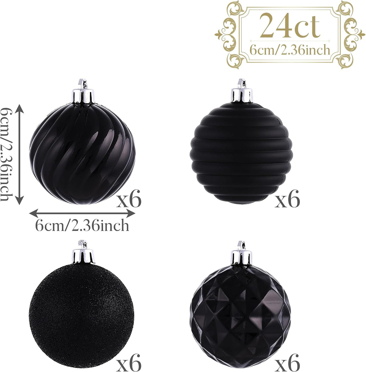 Valery Madelyn 24ct Christmas Ornaments Tree Decorations Set 2.36 Inch