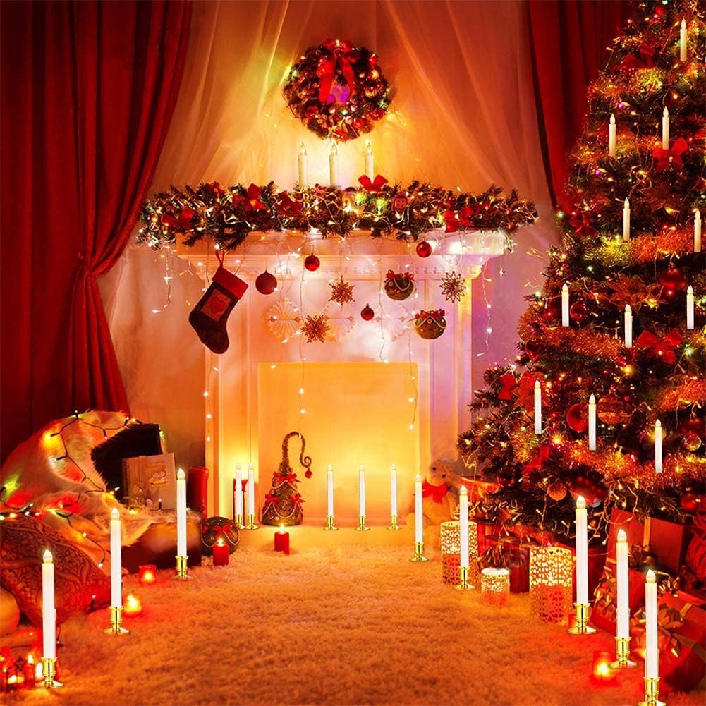 YAUNGEL Window Candles, 10 Pack LED Battery Operated Christmas Candles for Windows with Remote Timer Electric Flameless Candle Lights with Candle Holders Suction Cups for Christmas Decorations