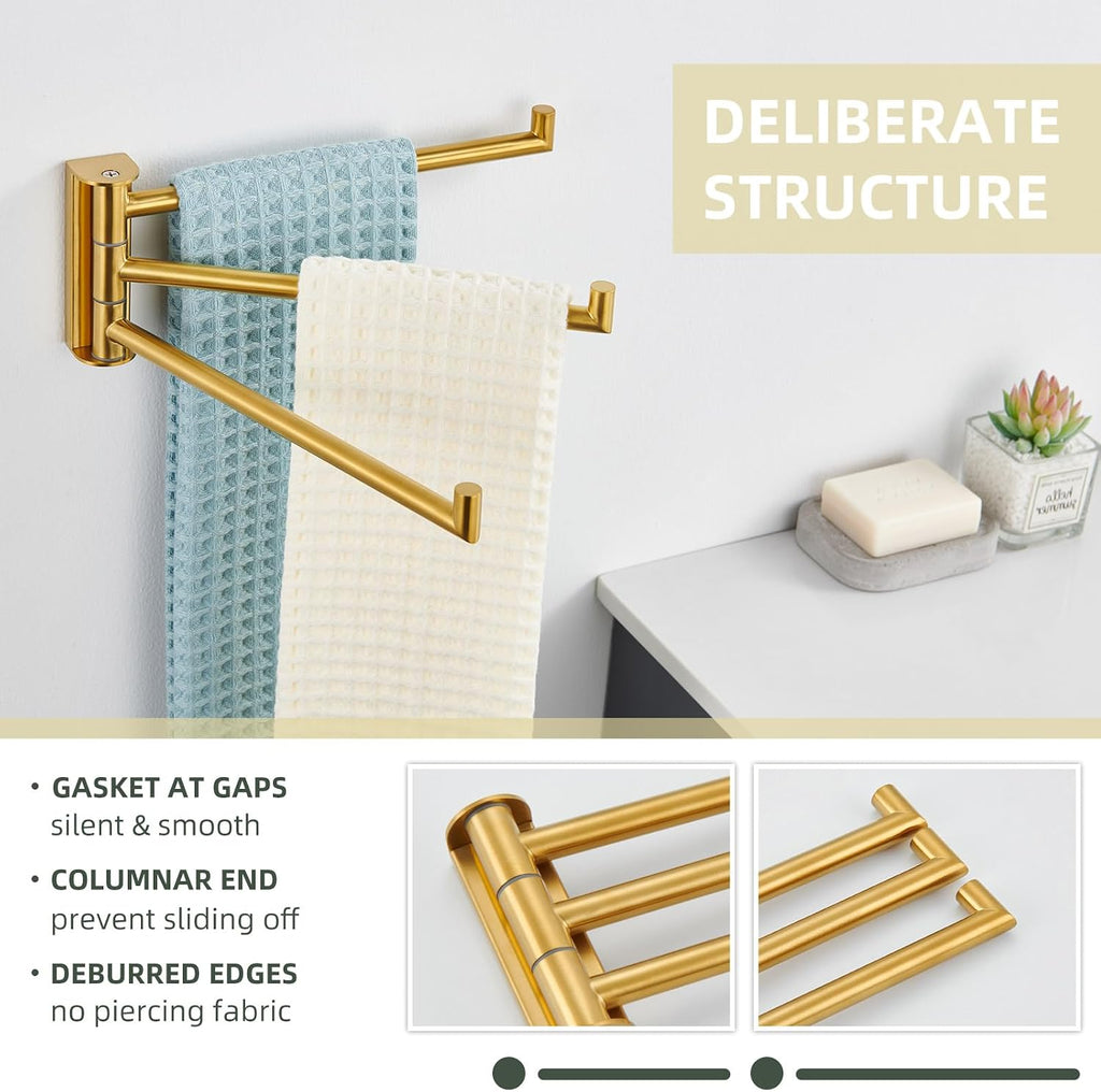 Angle Simple Hand Towel Holder for Bathroom, Swivel Bars, Brushed Dark Gold
