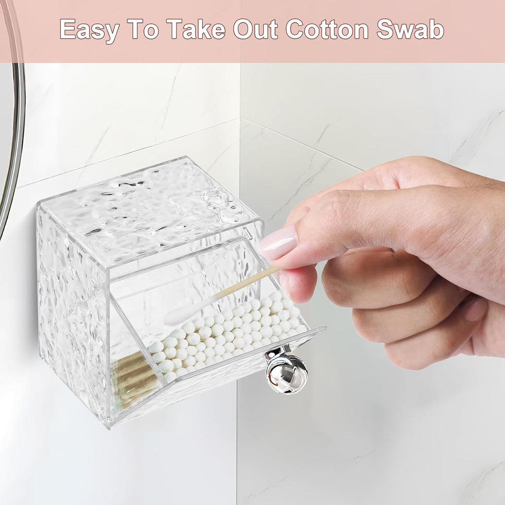 Qtip Holder Dispenser, 3 Pack Wall Mounted Plastic Cotton Pad Containers