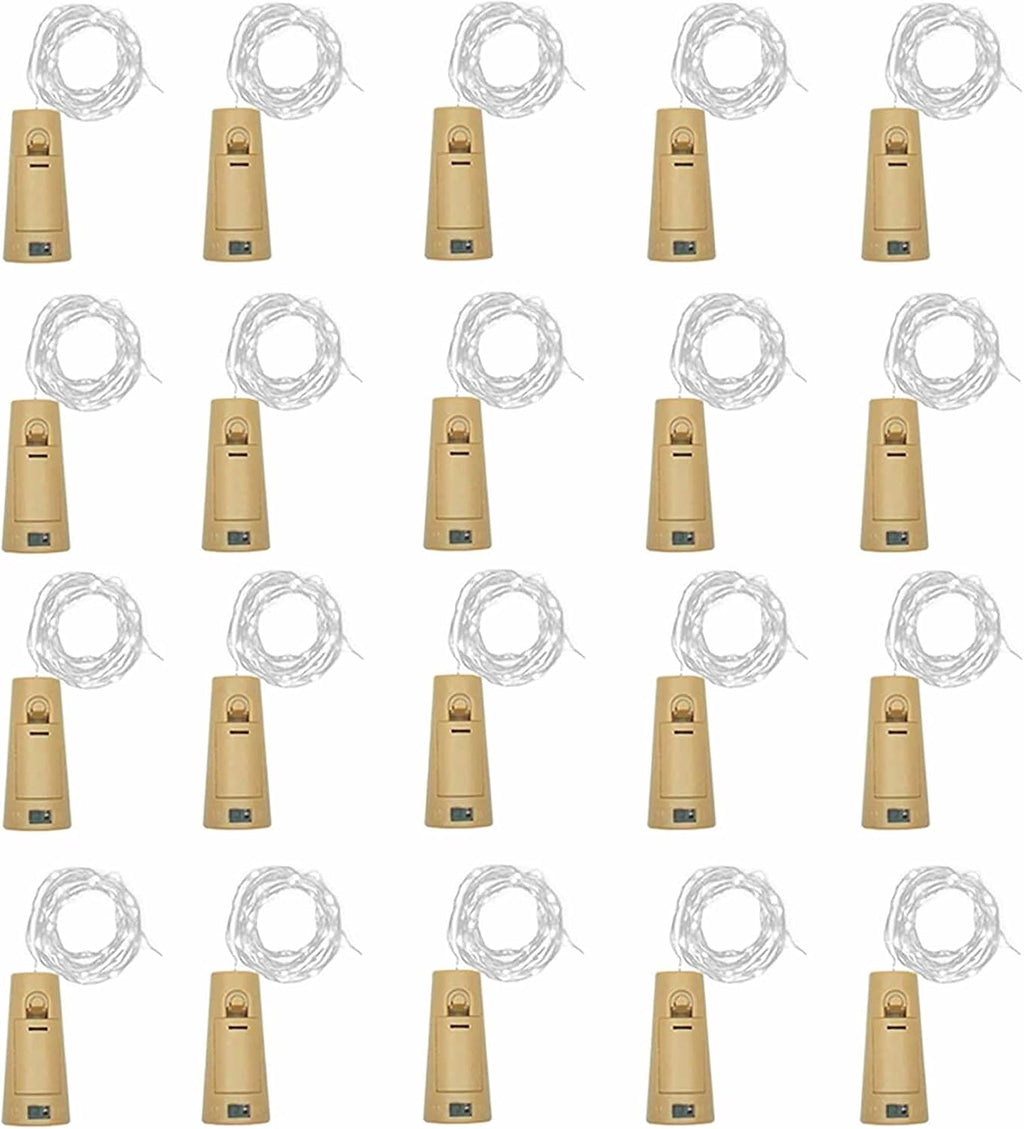 20 Pack 10 LED Wine Bottle Cork Lights, Fairy Mini String Lights Copper Wire, Battery Operated Starry Lights for DIY, Christmas, Halloween, Wedding, Party, Indoor&Outdoor (20 Pack, Cool White)
