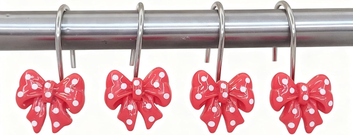 Twofishes Home Fashion Red Shower Curtain Rings Pack of 12