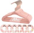 VIS'V Velvet Baby Hangers with 6 Pcs Size Dividers, 11 Inch, Pink, 30 Pcs