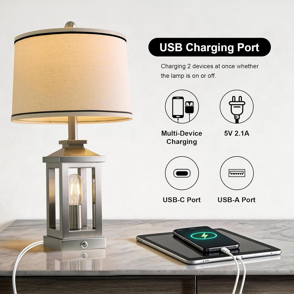Modern Table Lamps Set of 2 for Living Room 23.75" Bedroom Nightstand Lamps