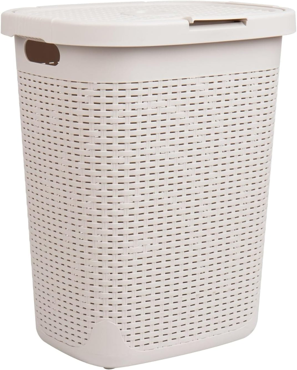 Mind Reader 50L Slim Laundry Hamper with Lid, Plastic, Ivory