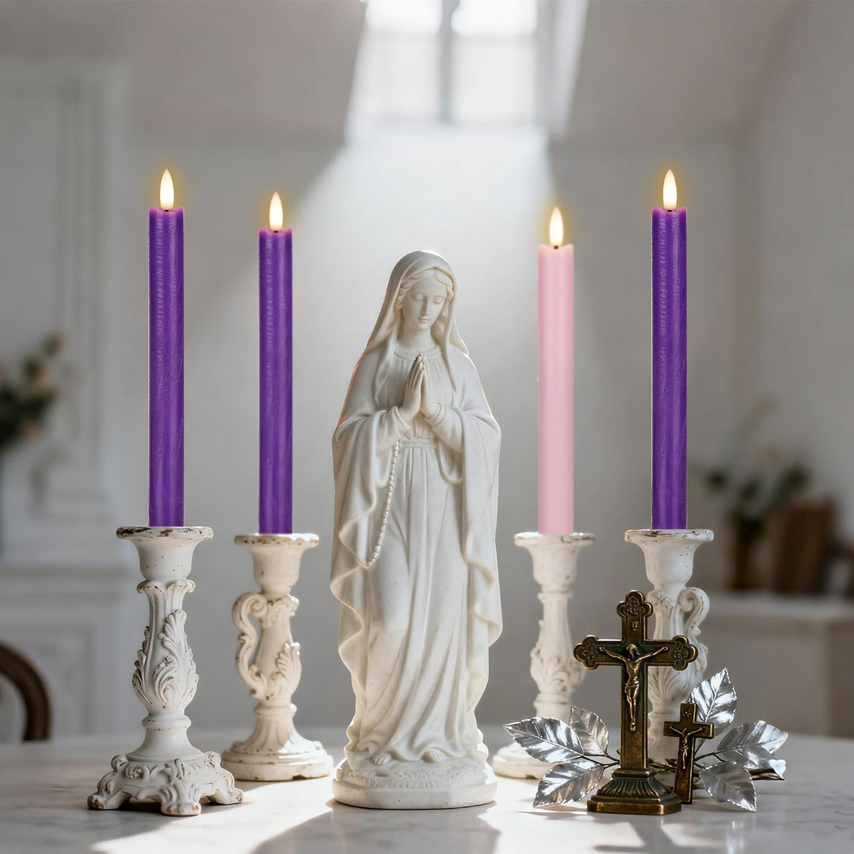 Flameless Taper Candles with Remote, Real Wax LED Advent Candles