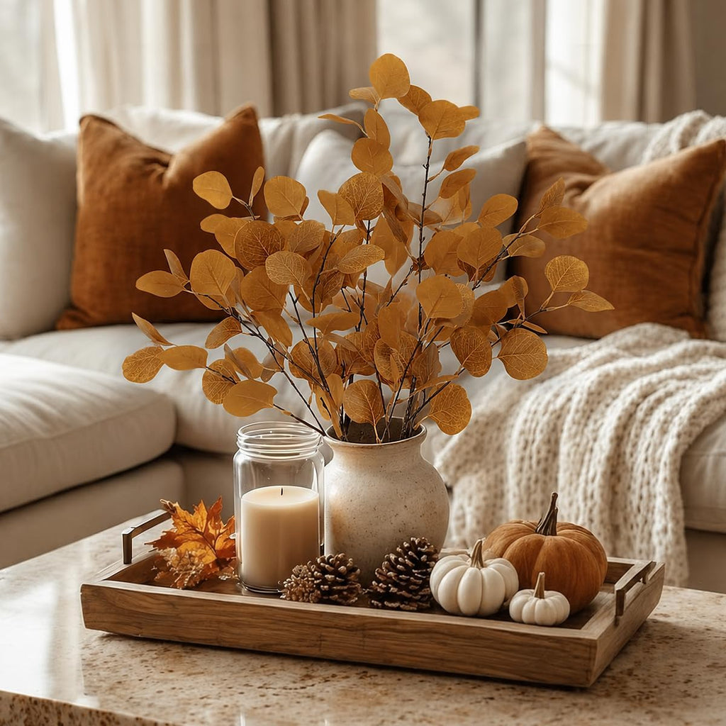 6 Pcs 35" Artificial Eucalyptus Stems Fall Decor Faux Eucalyptus Branches