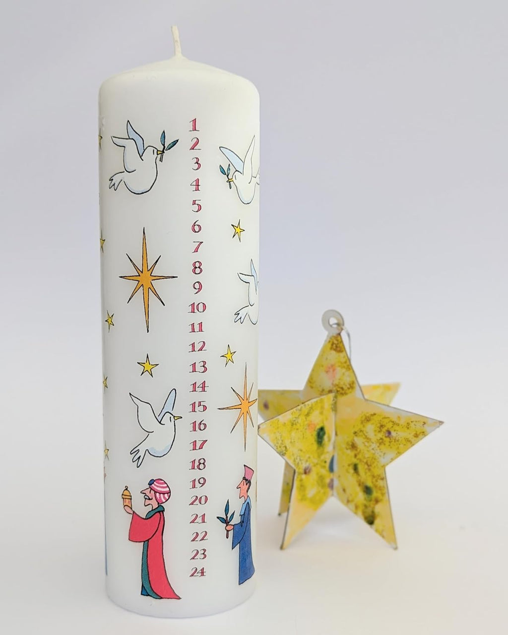 Alison Gardiner Three Wise Men Pillar Candle, 70hr Burn, Unscented