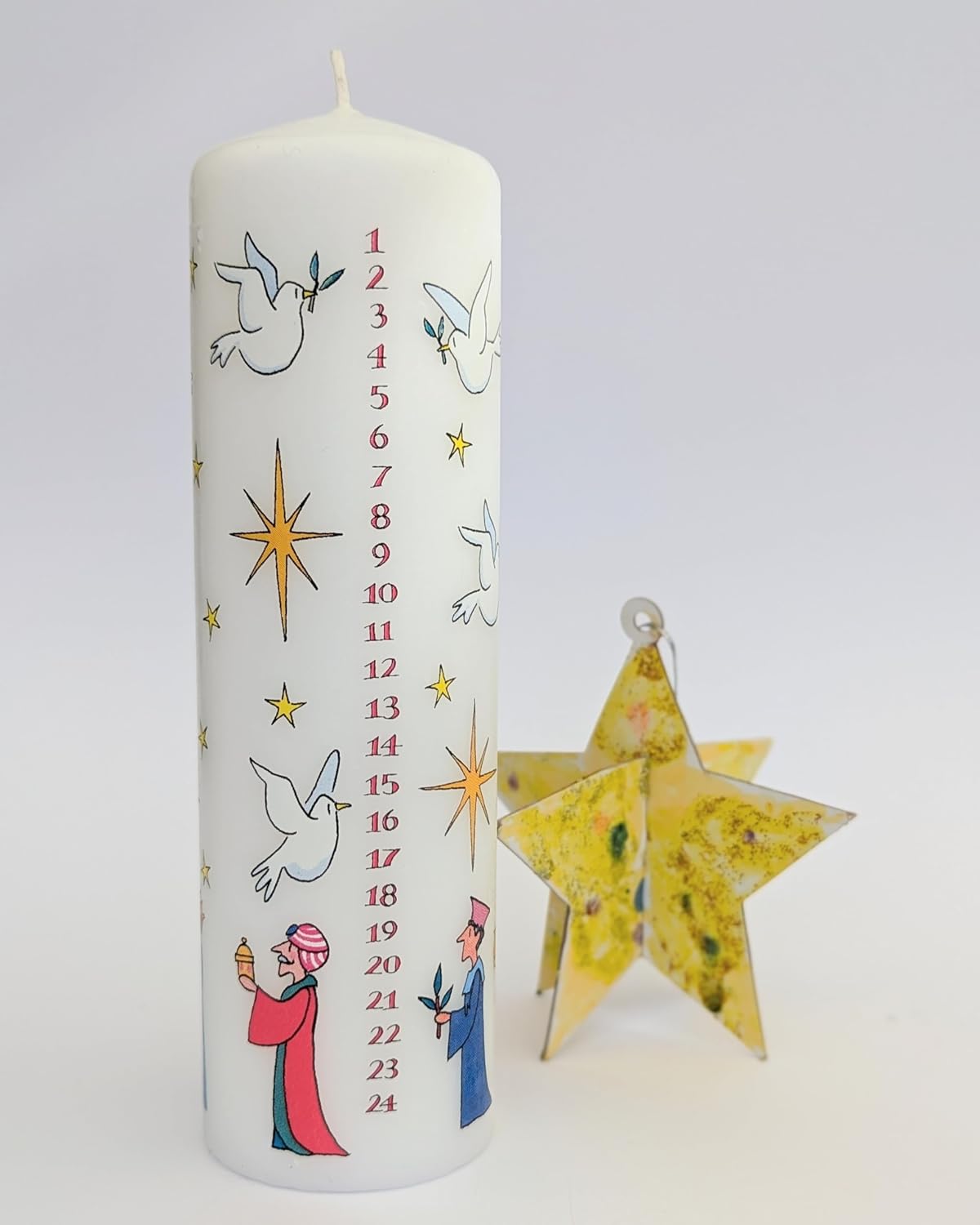 Alison Gardiner Three Wise Men Pillar Candle, 70hr Burn, Unscented