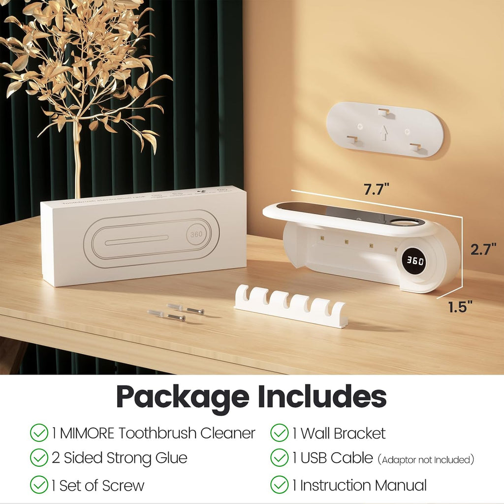 MIMORE Toothbrush Holder Wall Mounted, 5 Slots, 6-Minute Timer