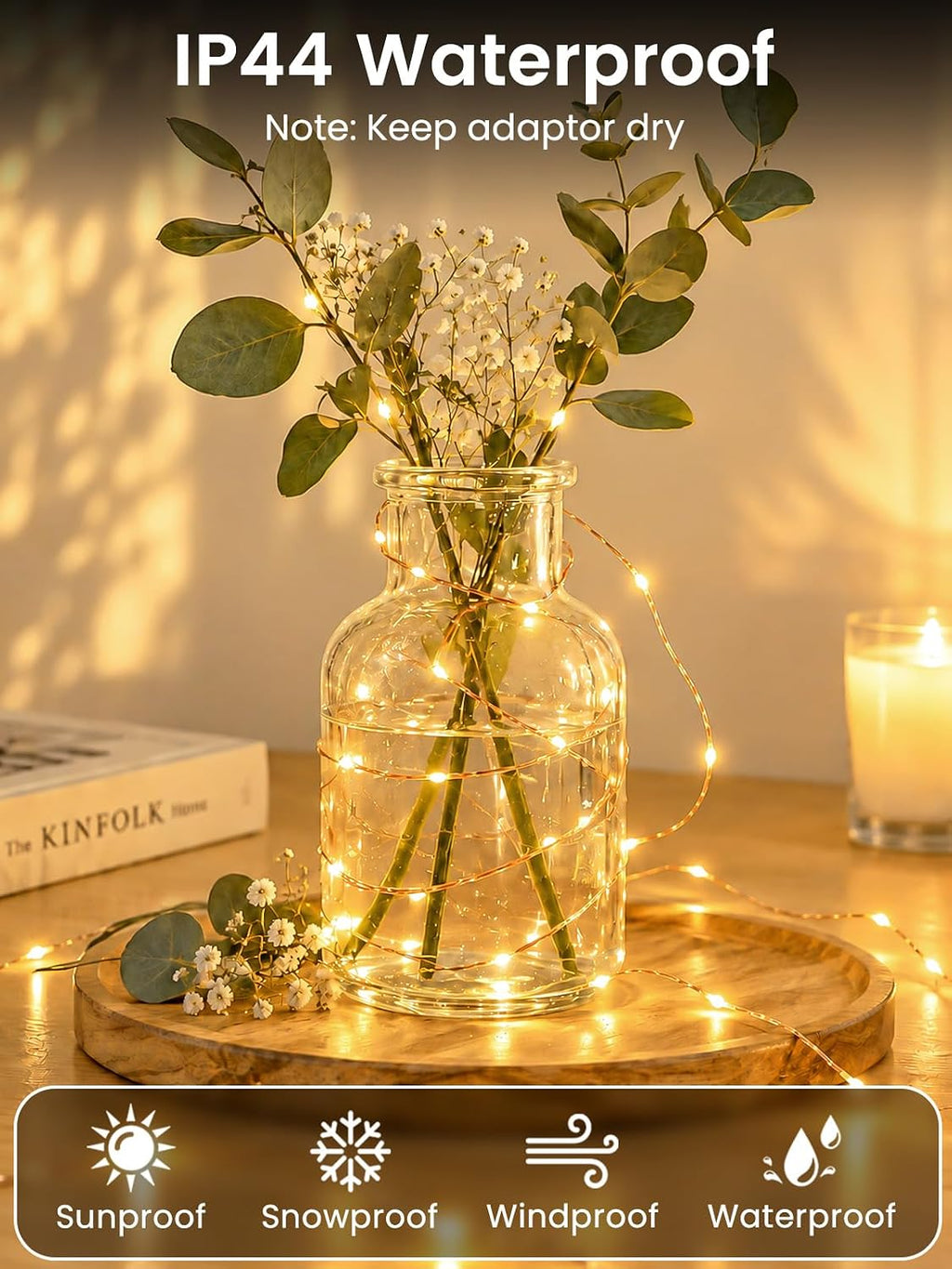 99FT 300 LED Fairy Lights Plug in with Remote, Twinkle Lights for Christmas