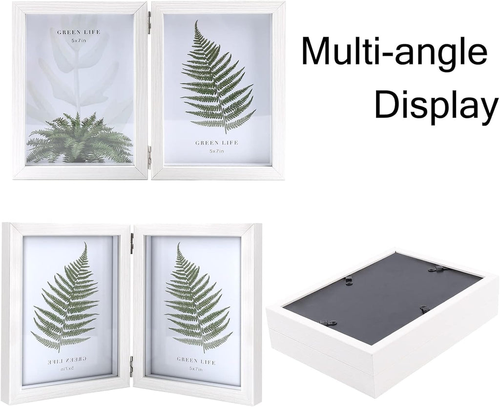 AVEAX Double 5x7 Picture Frame White Wood Photo Frame Shadow Box Frame