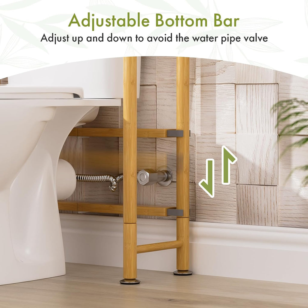 AmazerBath Bamboo Over The Toilet Storage Shelf, 3-Tier Bathroom Over Toilet Organizer Rack, Freestanding Above Toilet Shelf for Bathroom, Laundry, Space Saver, Natural Color