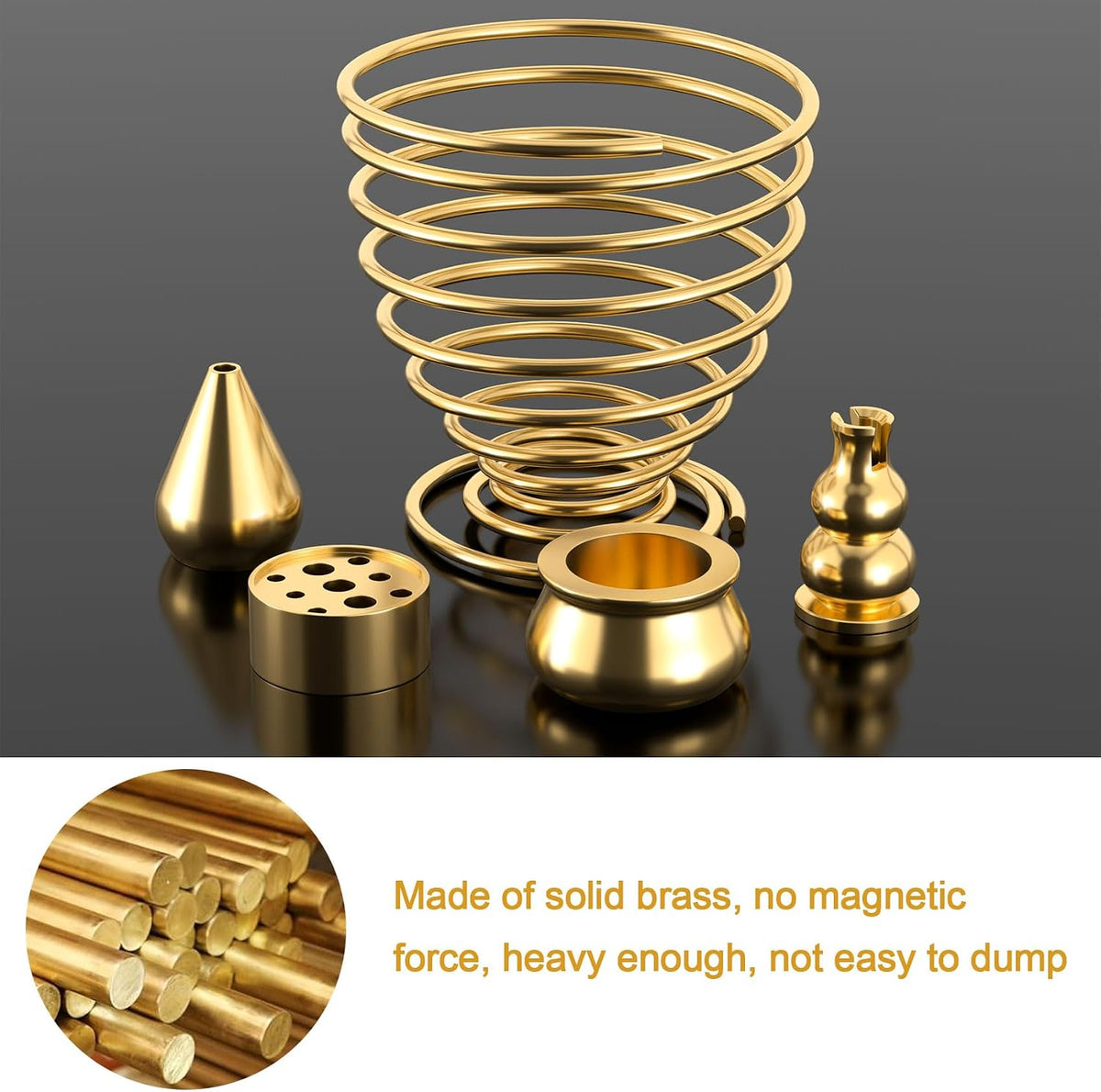 OIIKI Brass Incense Holder, Coil Incense Burner, Incense Stick Holder, Alloy Cone Ash Catcher for Indoor Outdoor Use (5 Styles)