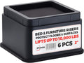 iPrimio Bed Risers 2" Lift, Heavy Duty for Dorm, Square, Black, 6 Pack