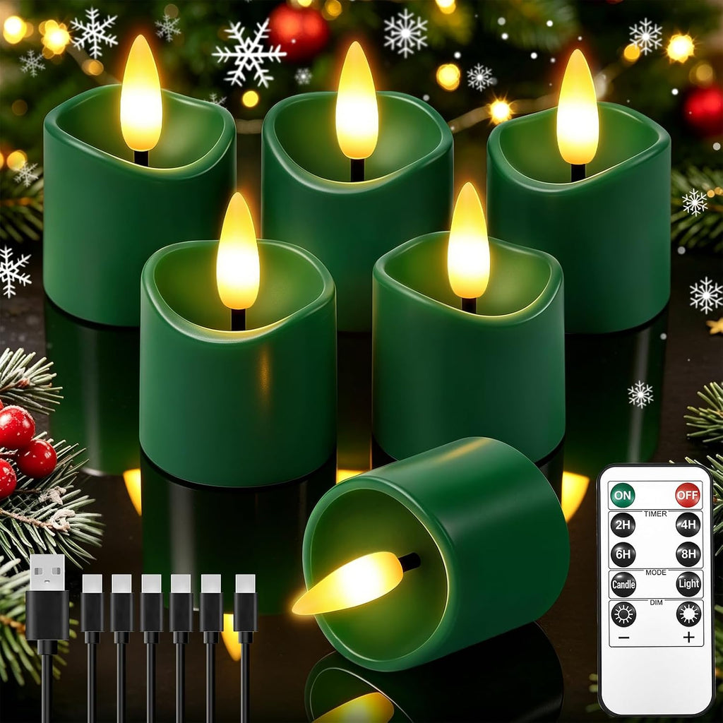 6 Pack Small Rechargeable Flameless Candles with Remote Timer