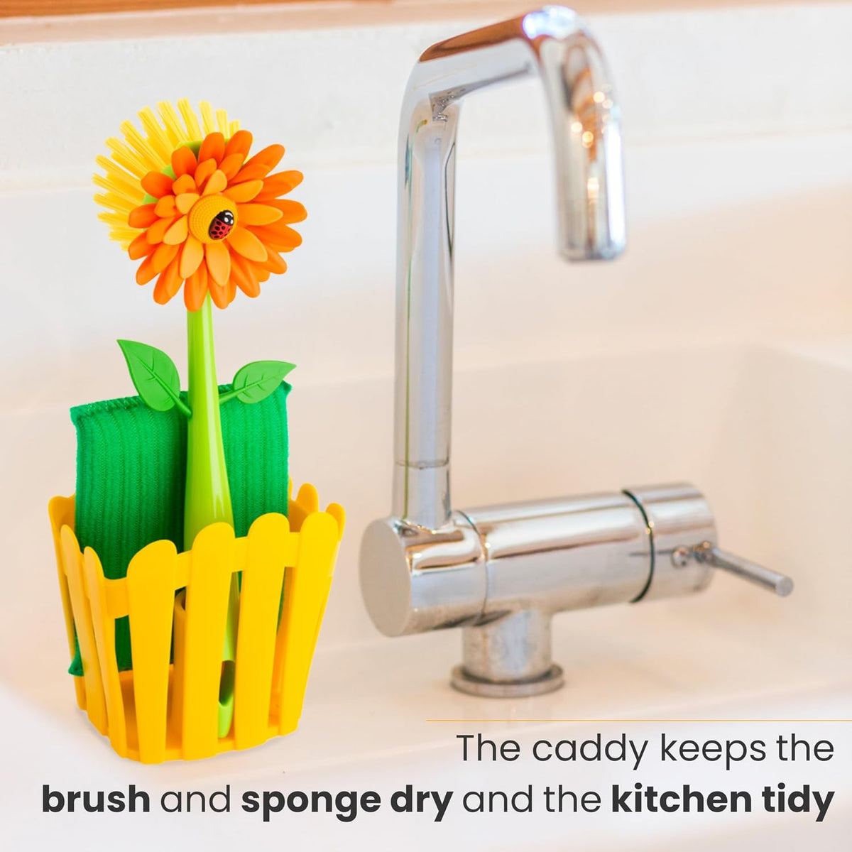 Vigar Flower Power Kitchen Sink Caddy Organizer Set - Orange