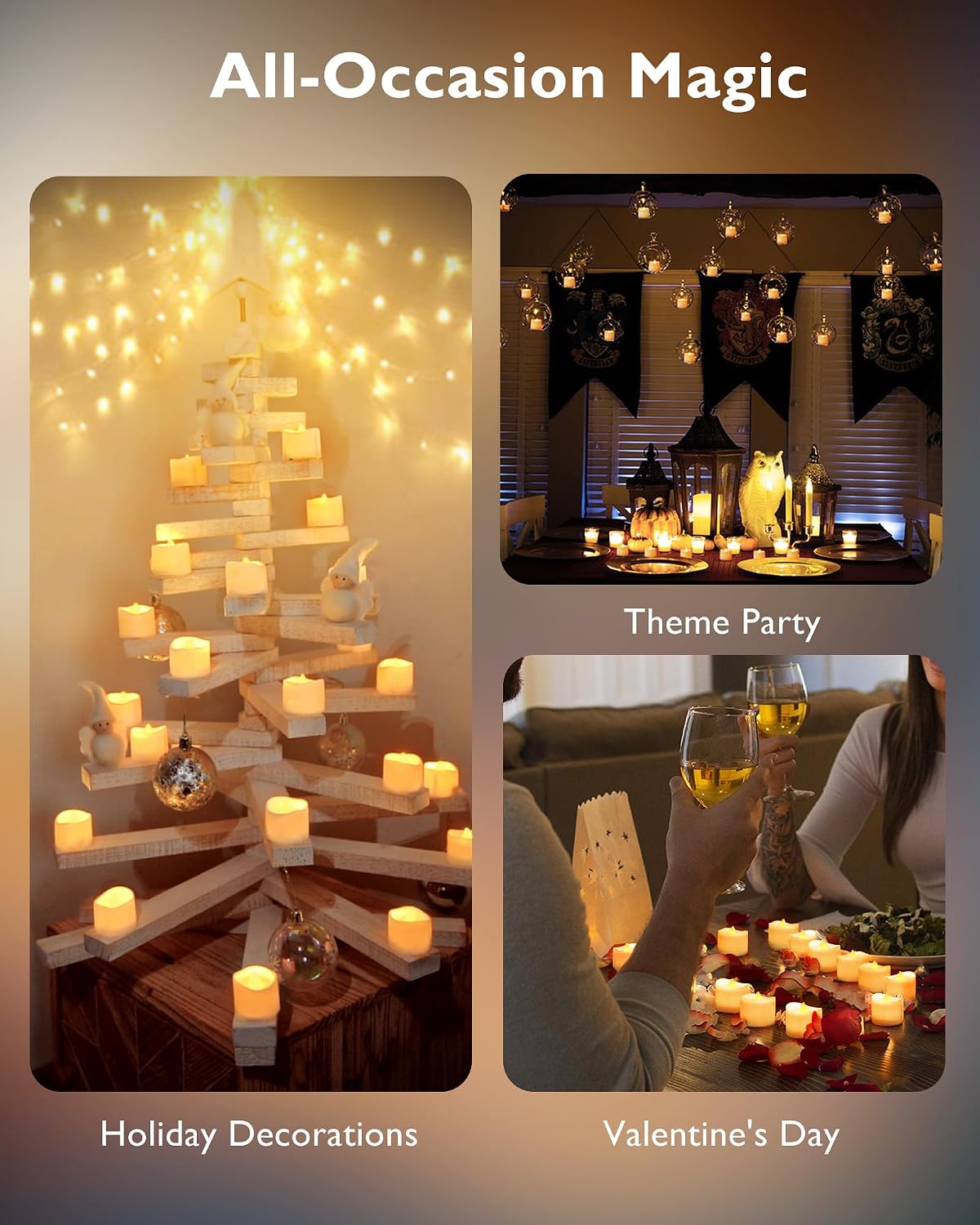 Homemory 12-Pack Battery Tea Lights with Timer Built in, Auto-On 6H Daily