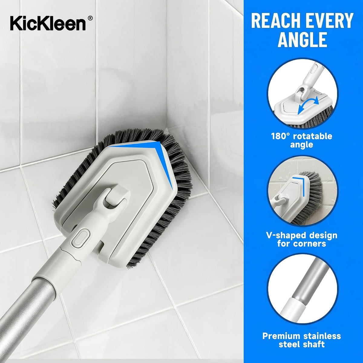 Tile Tub Scrubber Brush with Different Function Cleaning Heads