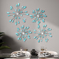 Hicarer 4 Pcs Starburst Wall Decor, Bling Metal Wall Art, Blue