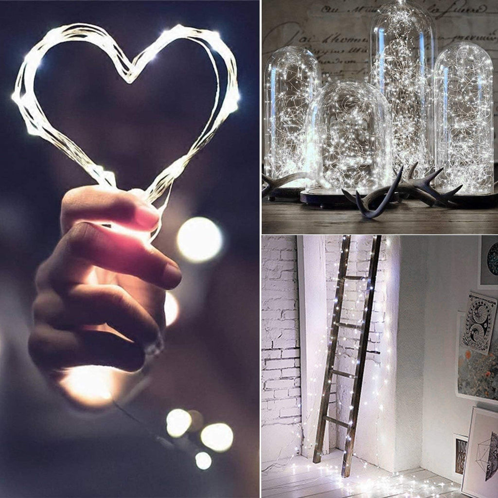 20 Pack Fairy Lights Battery Operated, 20 LED String Lights Mason Jar Lights, Waterproof Copper Wire Mini Lights String Firefly Light for Wedding, Table, Party, Christmas Decor (Cold White)