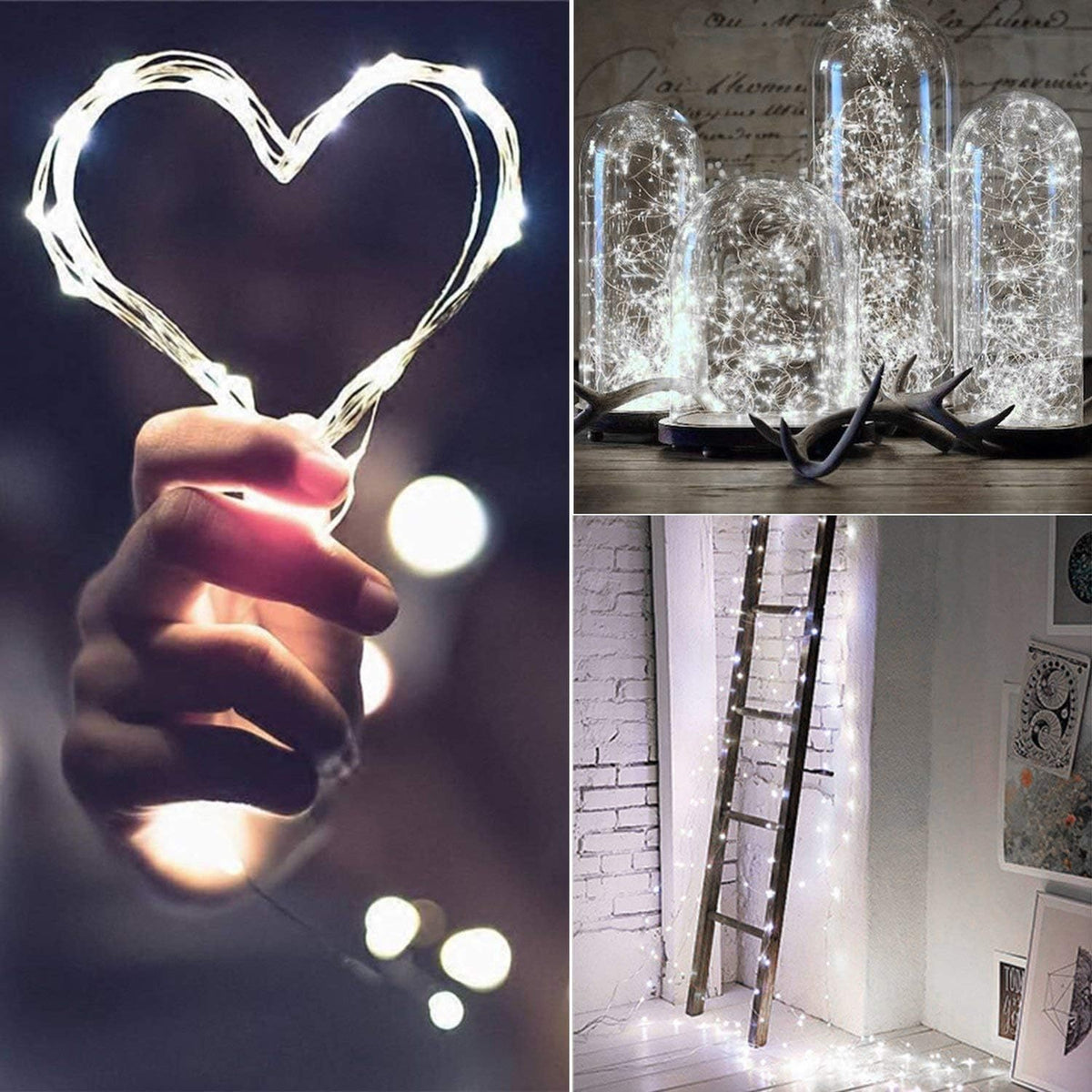 20 Pack Fairy Lights Battery Operated, 20 LED String Lights Mason Jar Lights, Waterproof Copper Wire Mini Lights String Firefly Light for Wedding, Table, Party, Christmas Decor (Cold White)