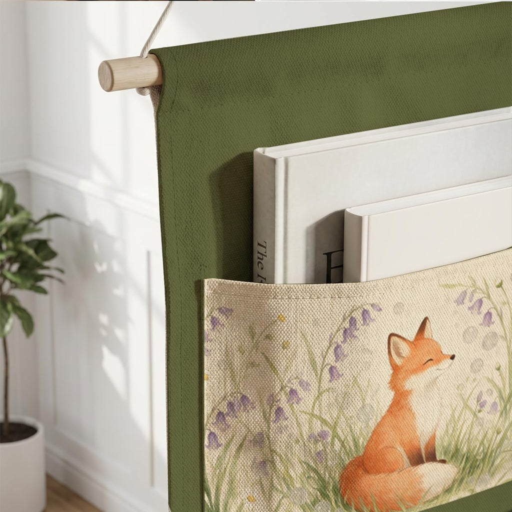 IAXIC Watercolor Forest Animal Canvas Wall Hanging Organizer with Pockets