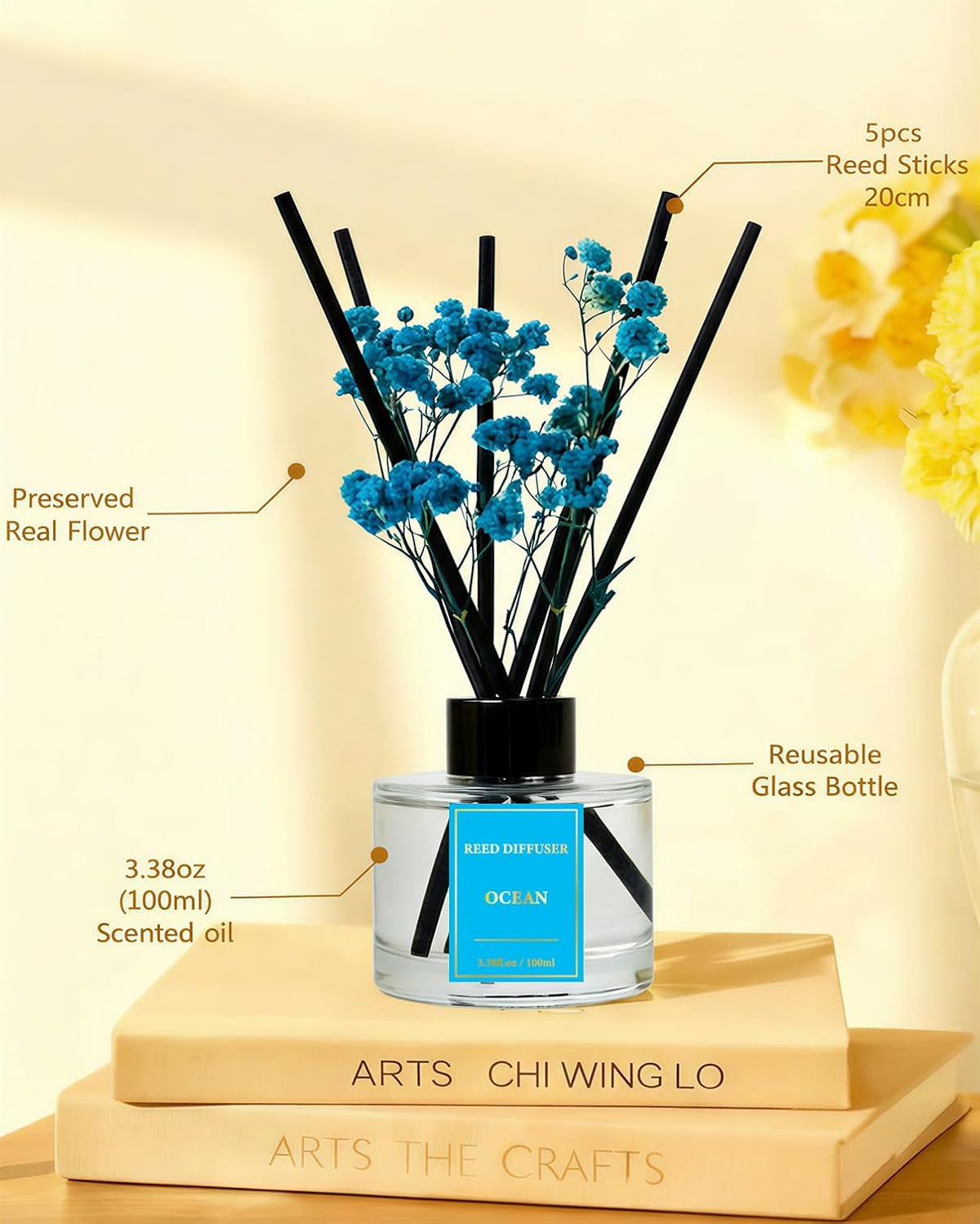 Reed Diffuser Set-Ocean Scent 3.38 fl oz,Scent Long