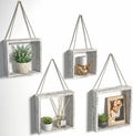 J JACKCUBE DESIGN Floating Hanging Square Shelves Wall Mounted Rustic Wood Cube Display Shelf Shadow Boxes Decorative Boho Home Décor for Living Room, Bedroom, Office, Set of 4 (White) - MK571C