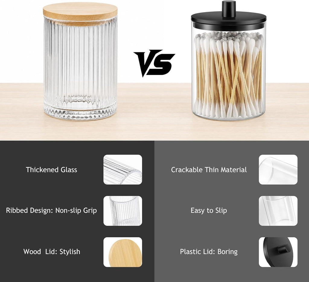 SheeChung 2 Pack Glass Apothecary Jar with Natural Bamboo Lids