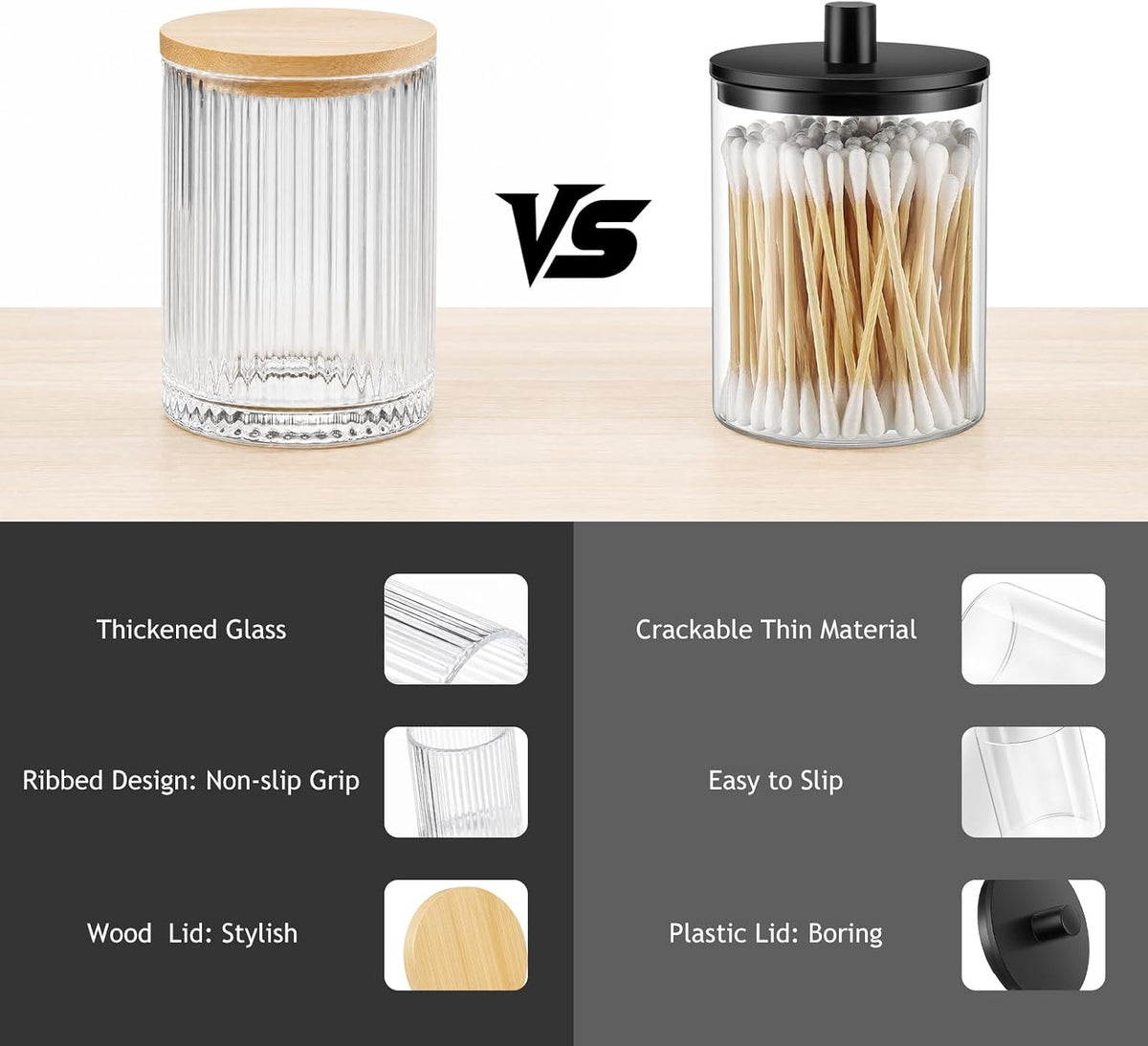 SheeChung 2 Pack Glass Apothecary Jar with Natural Bamboo Lids