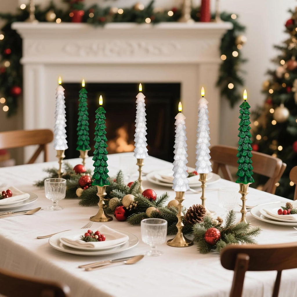 Christmas Tree Candles, Flameless Taper Candles with Remote, White