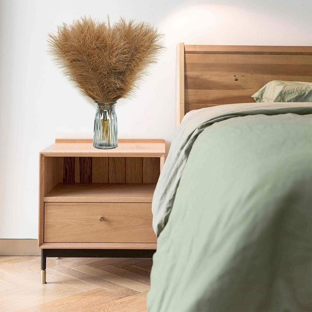 Faux Pampas Grass, 6 Stems Artificial Pampas Grass Decor Flurry Pompous Grass for Small Vase Boho Home Decor/Wedding Arrangements/Rustic Decor 18''/45cm (Dark Tan)