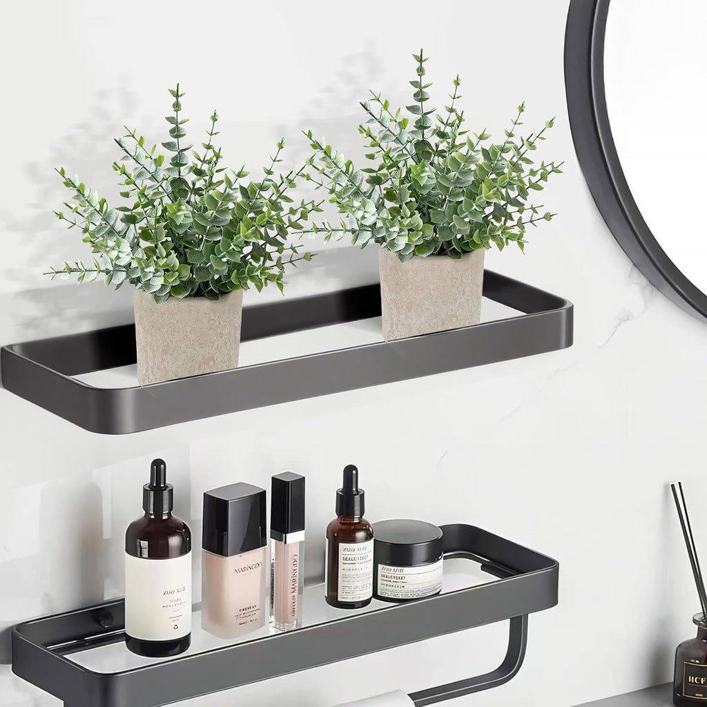 2 Pack Fake Plants Eucalyptus Potted for Home Office Bathroom Decor | Sage Green Frosted Artificial Plants, Pet and Kids Safe, Maintenance - Free Farmhouse Decor for Shelf Desk Bedroom Coffee Table